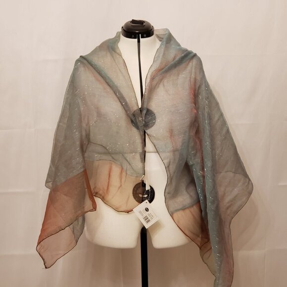 All Jazzed Up Seafoam Sheer Iridescent Scarf, 25" x 70" - Picture 2 of 7